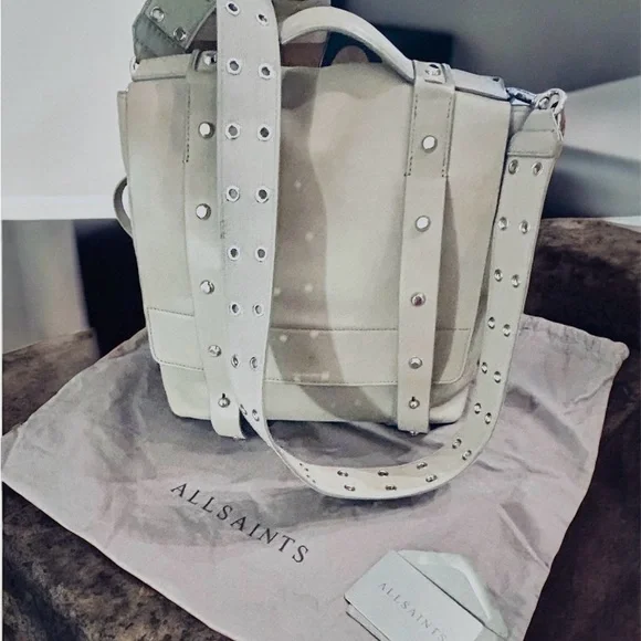 All Saints Gray Leather top handle, backpack and crossbody Studded - Picture 4 of 16